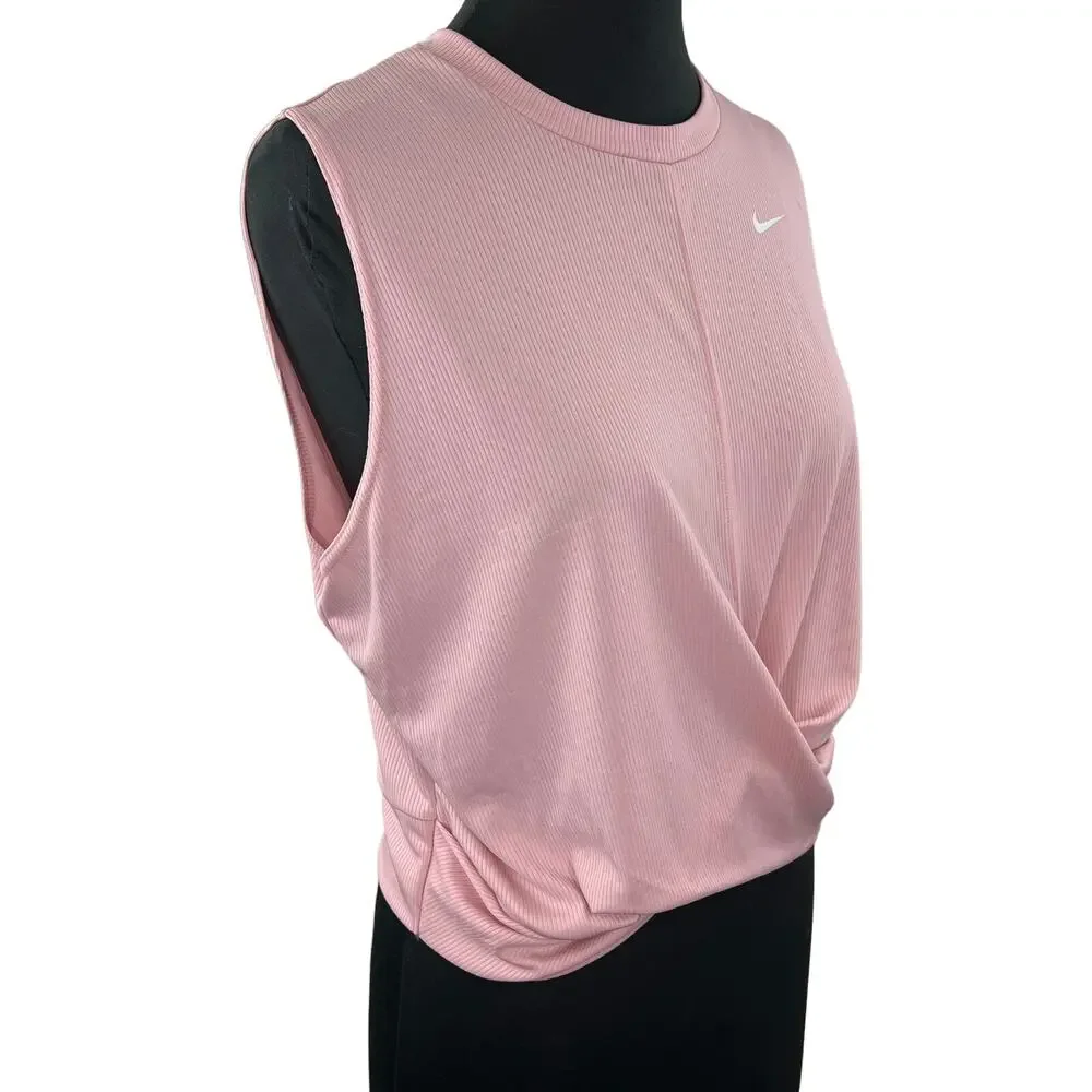 NIKE Womens Pink Dri-Fit Sleeveless Crewneck Cropped Training Tank Top XXL NEW